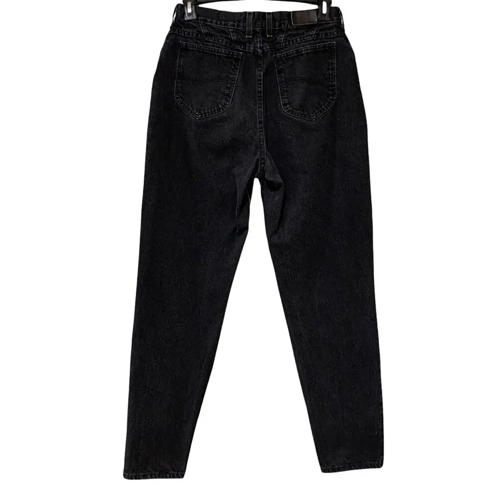 Vintage Lee Jeans 14 Long Black Tapered High Waist Union Made